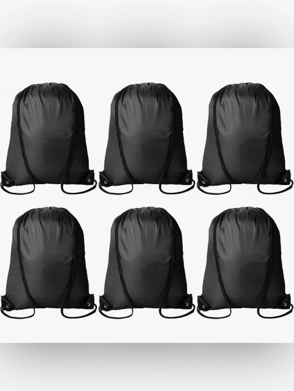 Black Drawstring Sack Multi-use Backpack - Unbranded- Bundle of 6